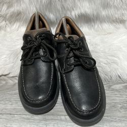 Johnston & Murphy Oxford Shoes Mens SZ 9.5 Black  Sheepskin Leather waterproof 