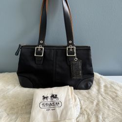 Coach Canvas Leather Shoulder Bag with Dustbag