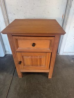 Wood Nightstand with Drawer and Cabinet