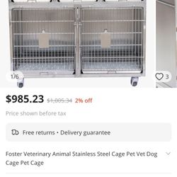 Stainless Steel Stacking Cages For Veterinarian Or Groomer.