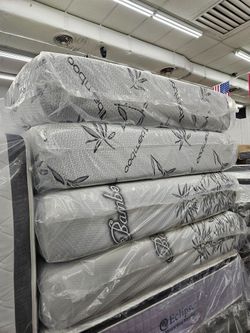 Bamboo high quality queen memory foam mattress boxspring 2pc special