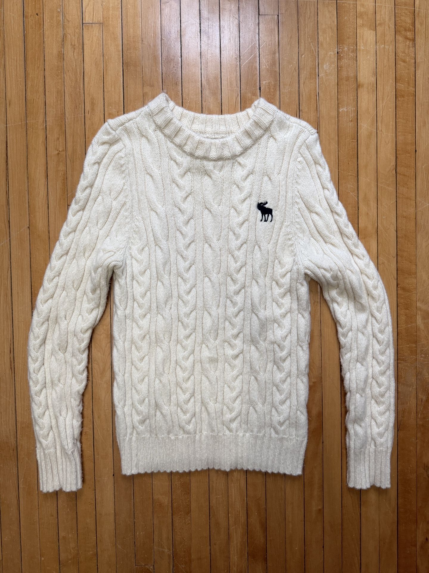 VTG Y2K Abercrombie & Fitch Cable Knit Wool Blend Women Sweater with Logo Sz. M