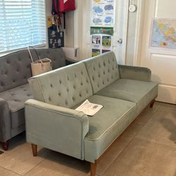 NEW Teal Velvet Futon