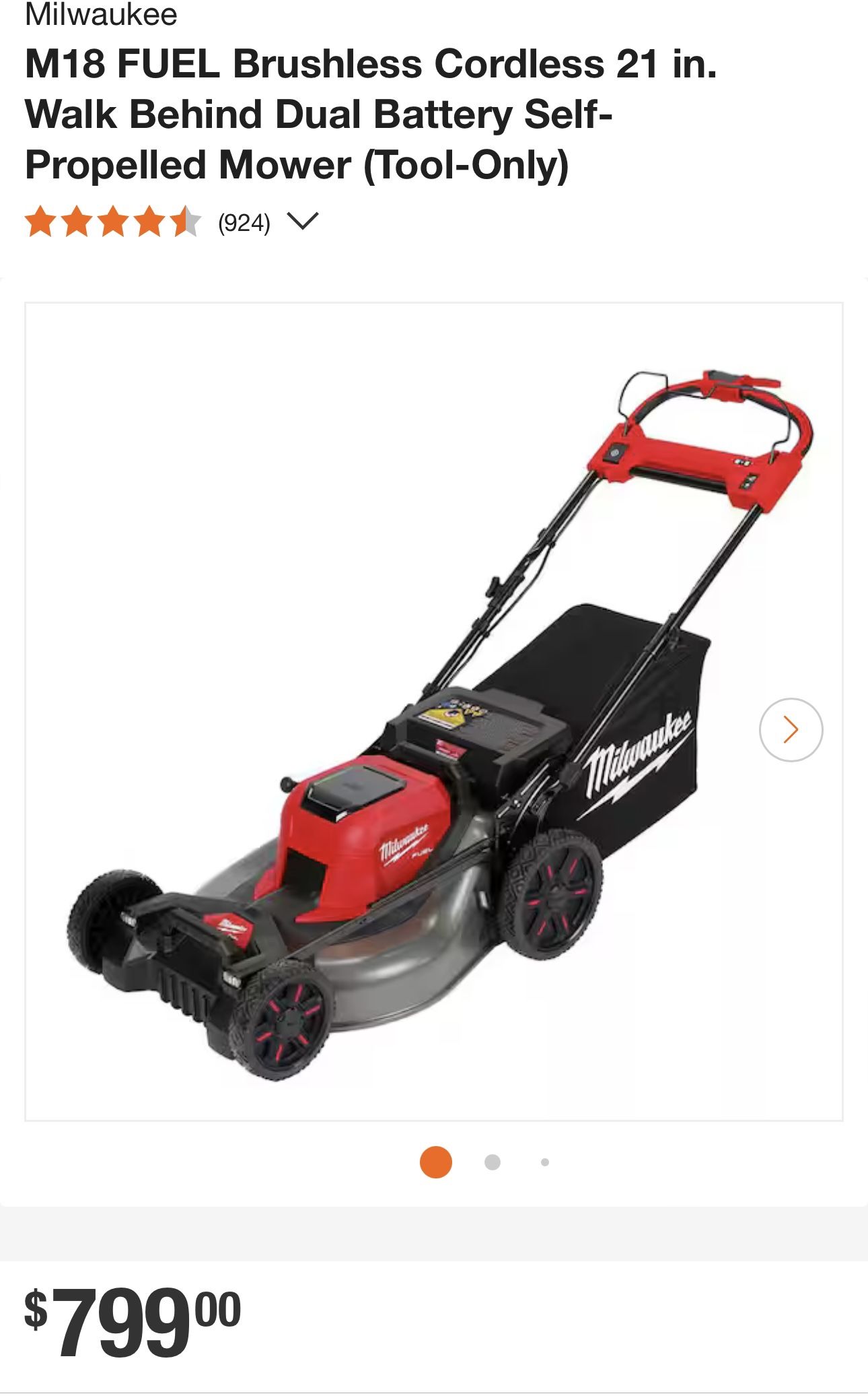 Milwaukee M18 FUEL Brushless Cordless 21 in. Walk Behind Dual Battery Self-Propelled Mower (Tool-Only)
