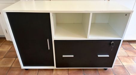 Small Office Storage Cabinet with Lock and Wheels