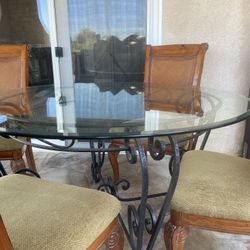 Glass and Iron Dining Table