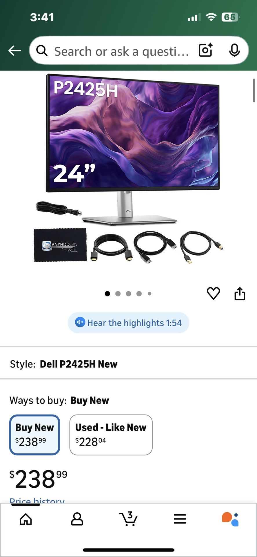 Dell Fhd 100hz Gaming Monitor 275$