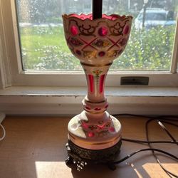 Czech Bohemian Glass Lamp Vintage