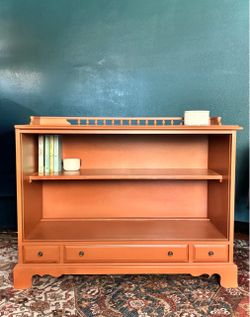 Vintage Solid Wood Low Bookshelf / Display Case – Refinished