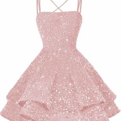Pink Sequin Homecoming Dress for Teen