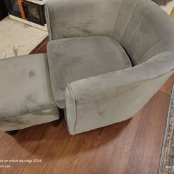 Brand New Grey Fabric Swivel Chair And Ottoman 