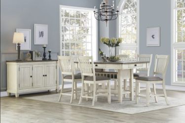 Two tone White Finish Dining Set w/4 Drawers