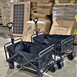 Collapsible Beach Wagon with All-Terrain Big Wheels,Folding Wagon Carts Heavy Duty with Adjustable H