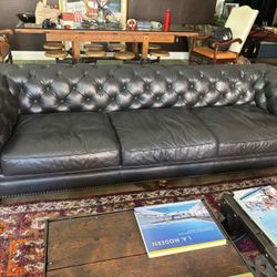 Timothy Oulton Tufted Calfskin Leather Couch