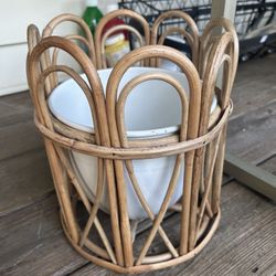 19"H Rattan Planter Stand 