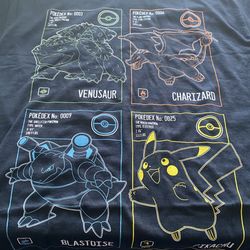 Pokemon Adult Unisex Black Grid T-Shirt, Size Medium, New !