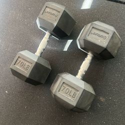70lb Hex dumbbells (2) 