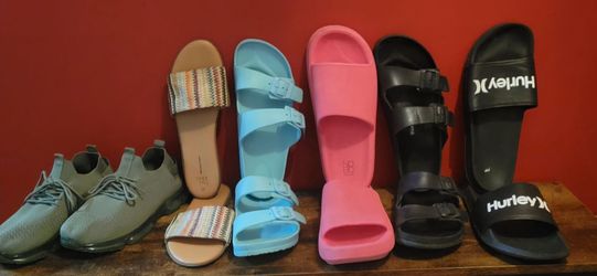 Huge Summer Shoe & Sandal Lot - 6 Pairs (Brands Like Hurley & Time and Tru!) Size 11 women's