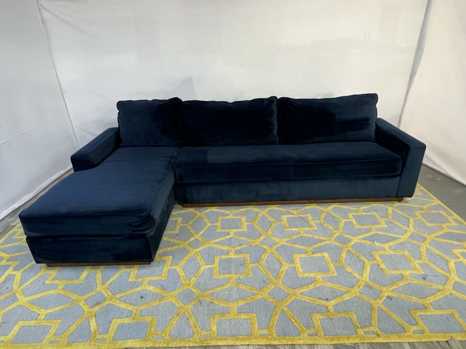 ( Delivery Available ) Apt2b Harper Dark Blue Sectional Couch