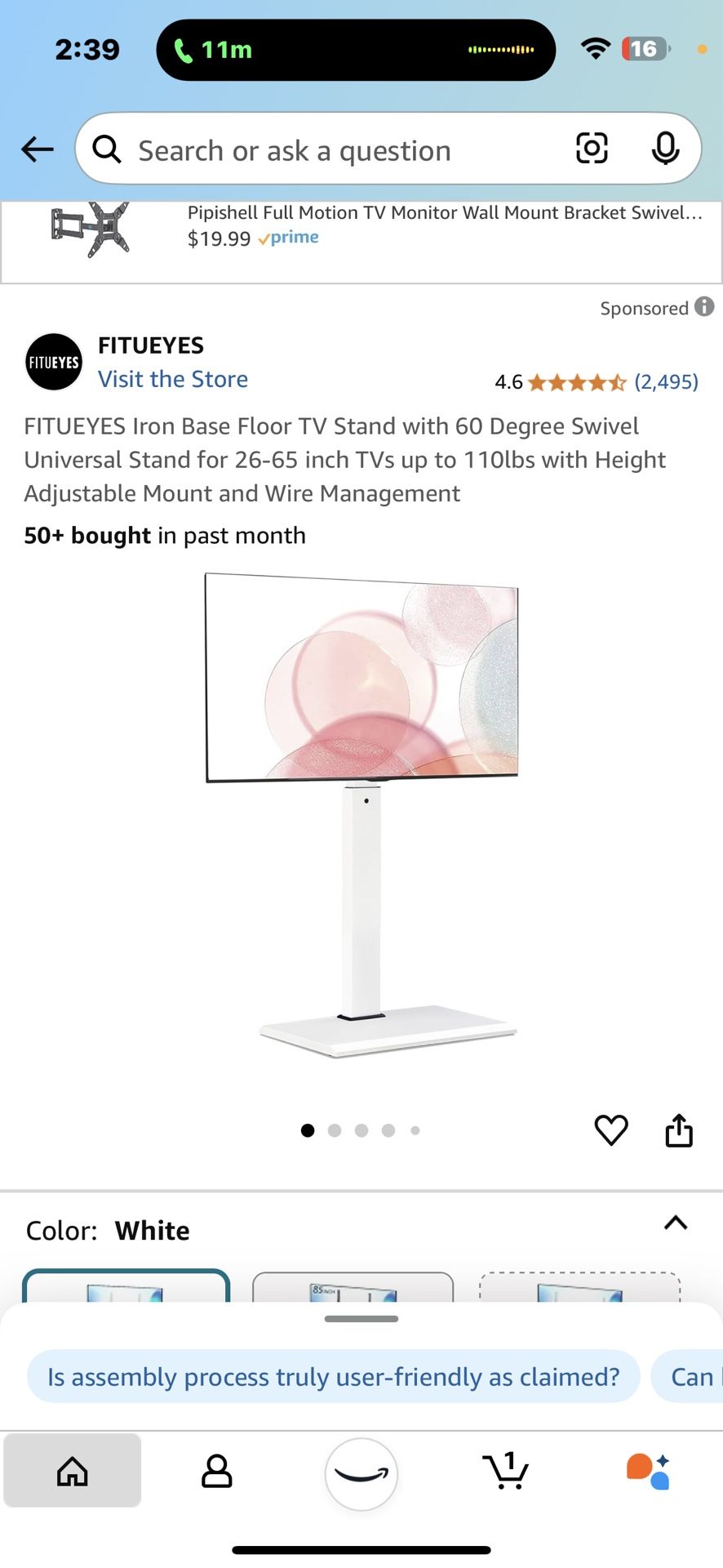 Fitueyes Tv Stand With Mount