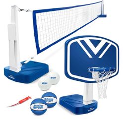 GoSports Splash Hoop 2-in-1 Pool Basketball Hoop & Volleyball Net Game Set