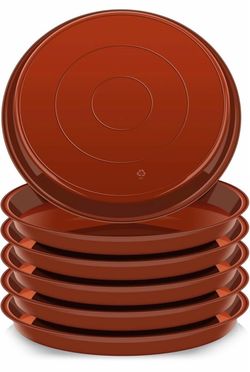 VUWEZ 16" Plant Saucers (6 Pack) - Terracotta Plastic Drip Trays for 13"-16" Pots
