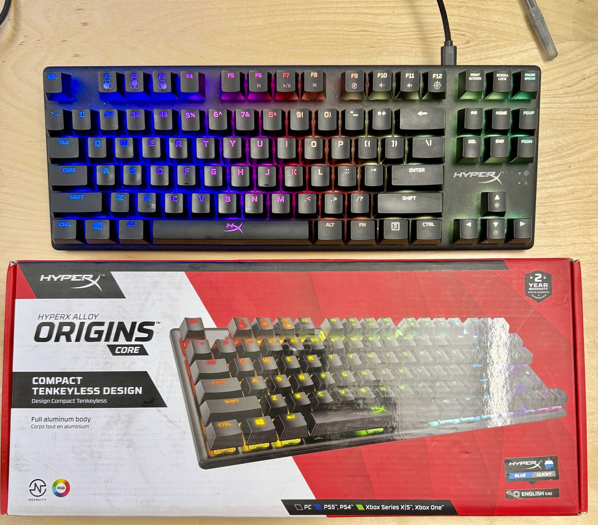 HyperX Alloy Origins Core - Tenkeyless Mechanical Gaming Keyboard, Clicky Blue Switch