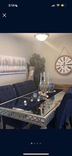 Z Gallerie Blue Glass Dining Table