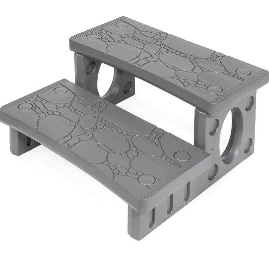 Premium Multi Purpose 2-Step Spa Hot Tub Pool RV Campers Deck Steps Lightweight Sided Step (Gray)