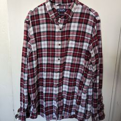 Chaps Performance Plaid Flannel Shirt 100% Cotton Black Red White Men’s Size XL