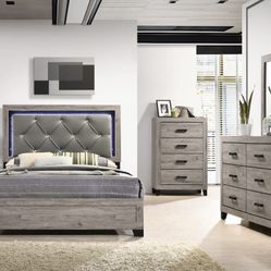 Hottest Sale! Bedroom Set With Lights And Free Mattress Set!! Free Delivery!!! 