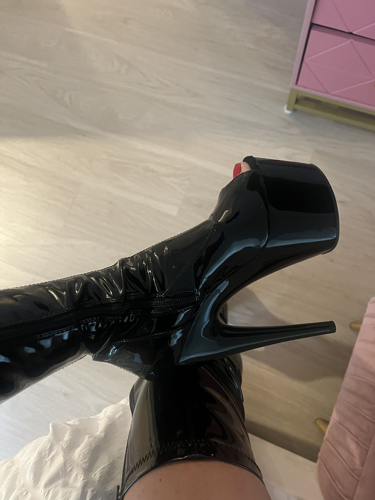 Pleaser Black Thigh High Boots 