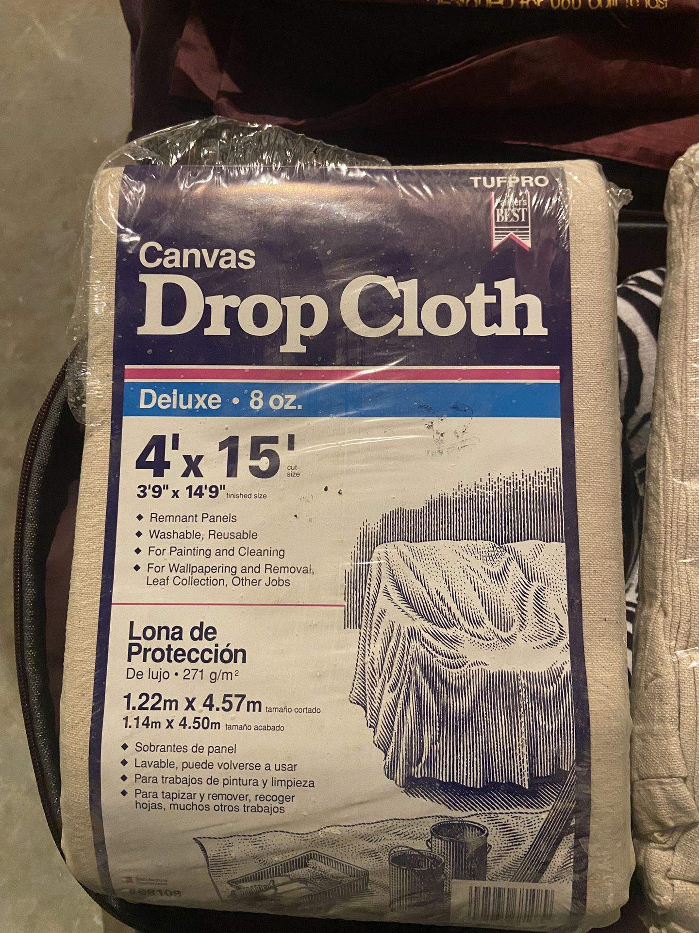 Canvas Drop Cloth 4’X15’ Heavy Duty Painters Best! New! $10