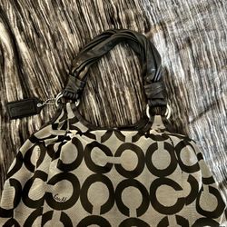 Black Grey Canvas Coach Bag