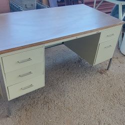 Metal Desk Wood Top