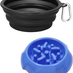 Dog bowl & dog slow feeder bowl ( 2 pcs)