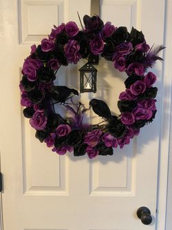 Gothic Wreath with Purple And Black Roses