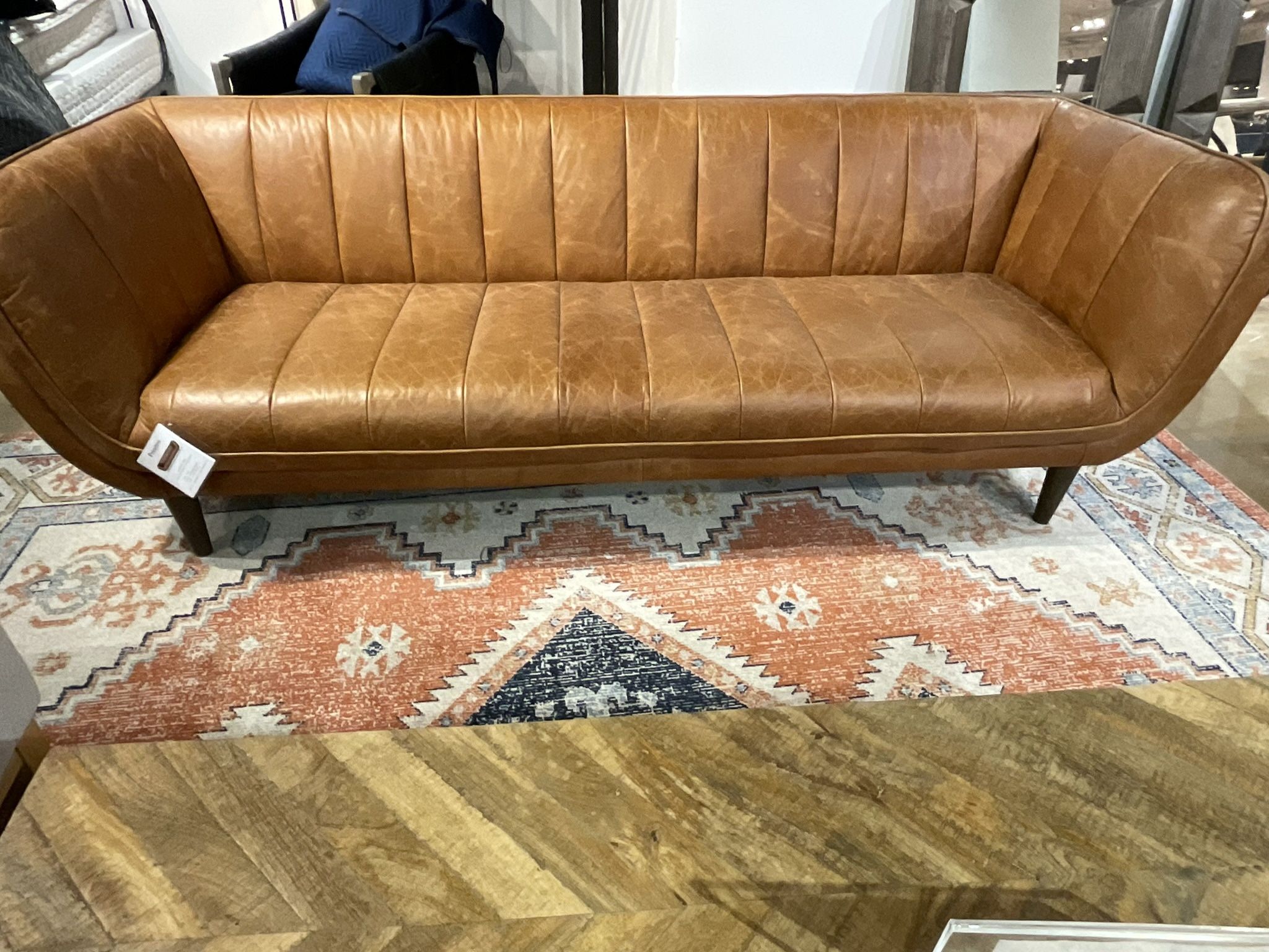 New Cognac top grain leather sofa by Primitive Collection