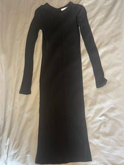 H&M Black Ribbed Long Sleeve Maxi Dress