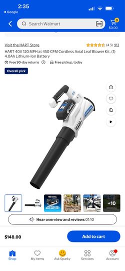 HART 20V cordless turbo fan leaf blower