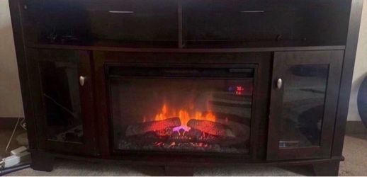 60”  Wood Fire Place Tv Stand (Blows Out Real Heat) PICK UP ONLY