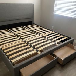 Brand New King Size Grey Storage Bed Frame (New In Box) 
