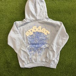 Sp5der Hoodie Blue Web Medium New
