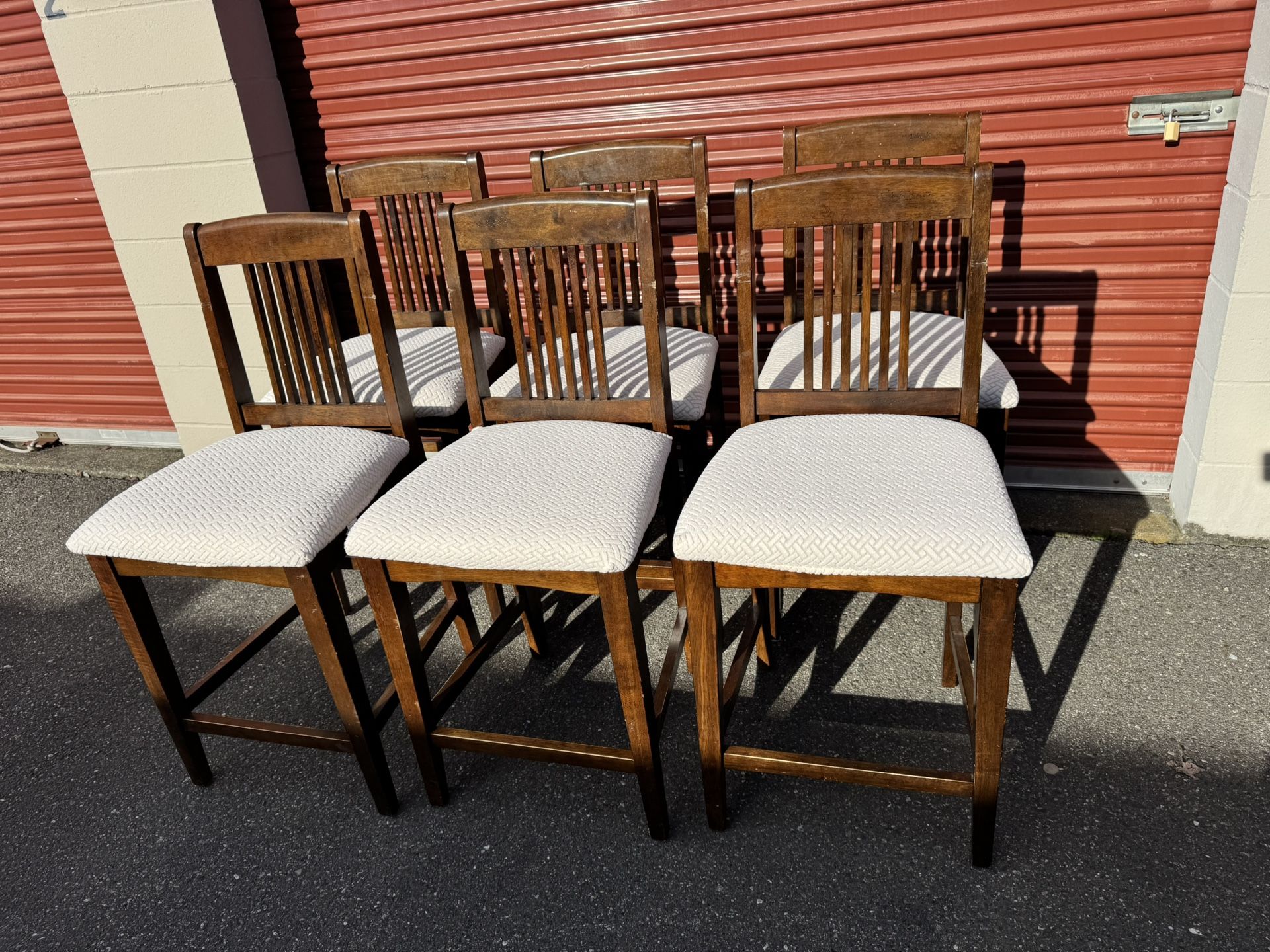 Six wooden high chairs
