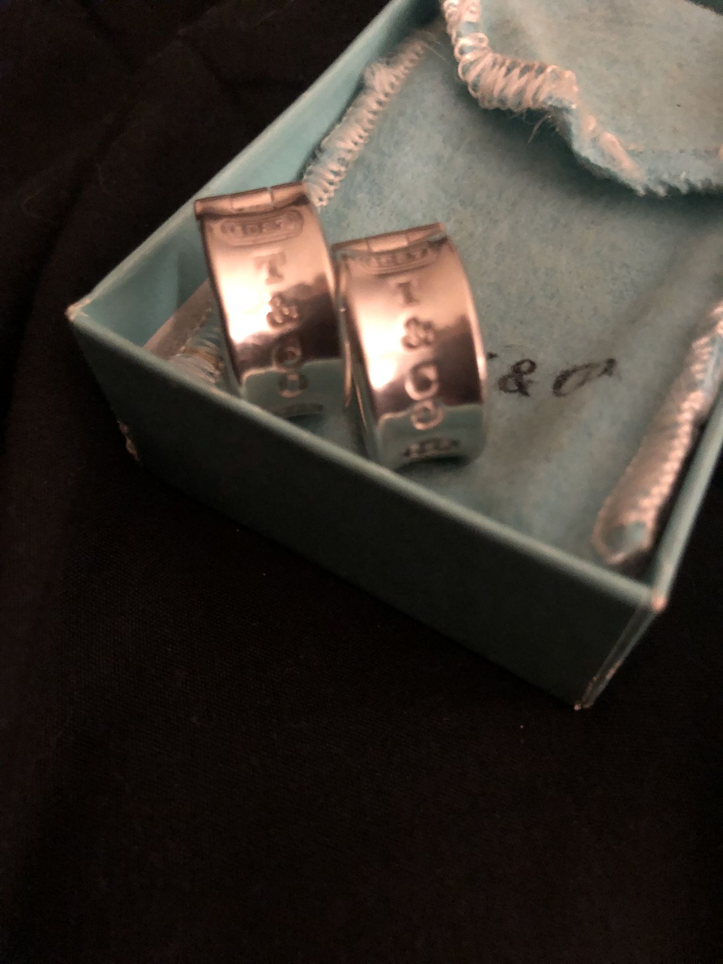 Tiffany & Co Sterling Silver T&CO 1837 Hoop Huggie Earrings