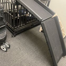 New folding portable pet ramp black 61”