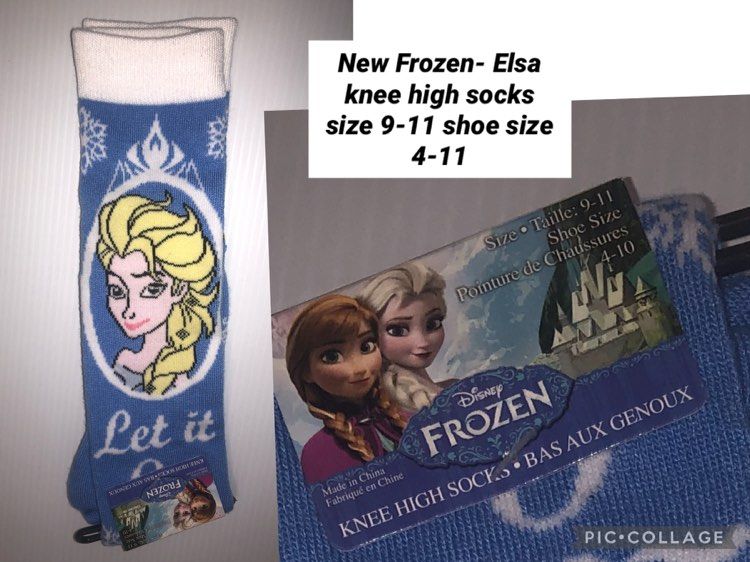 New Disney Frozen Elsa Knee high Socks Size 9-11 – shoe size 4-10 (4 available ) Cosplay-Halloween –party –Dress up