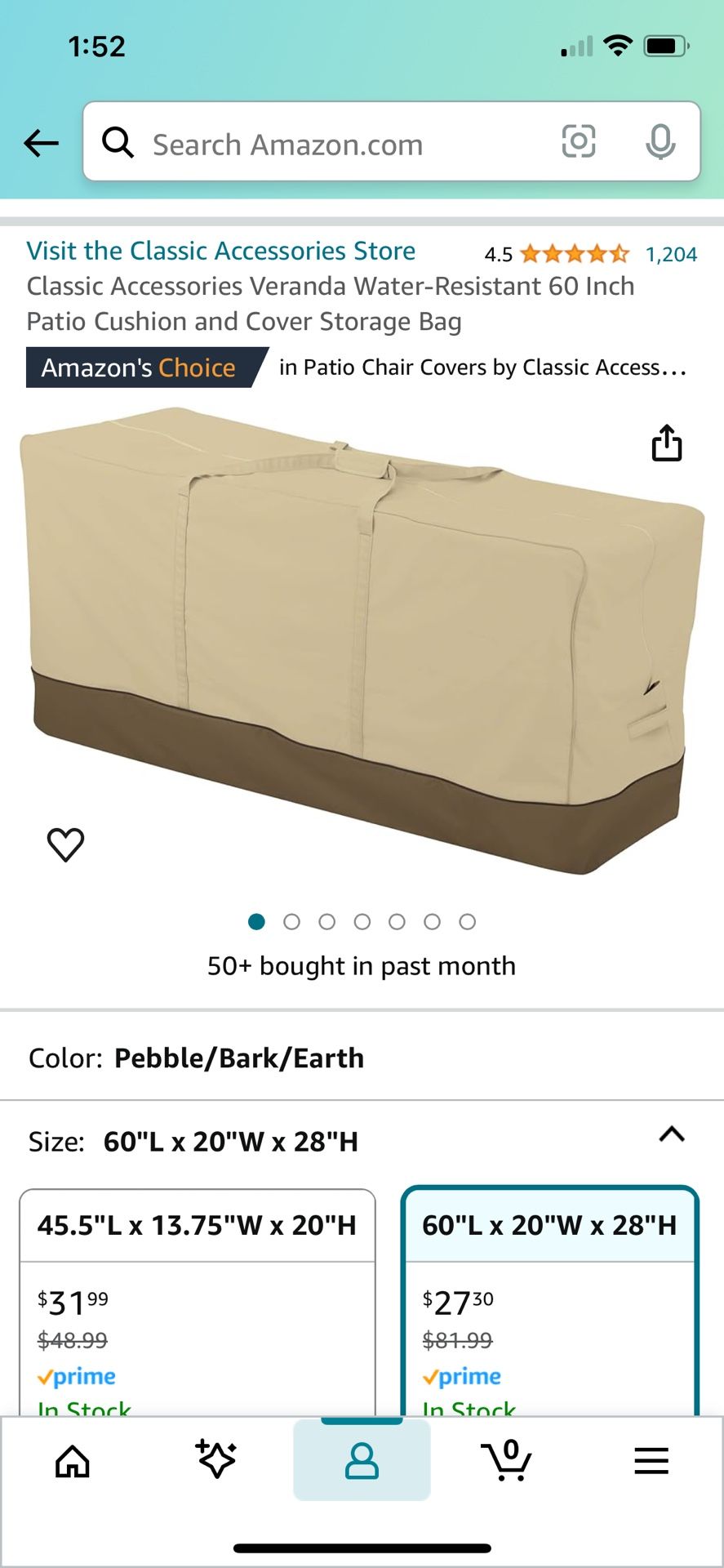 Patio Cushion Storage Bag