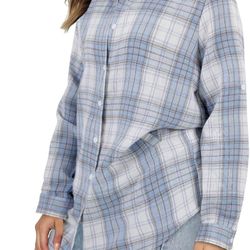 Wanzetaly Womens Casual Oversized Flannel Plaid Button Down Long Sleeve Shirts Fashion Blouse Tops with Pocket