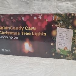 New 6 Pack Christmas Tree Light Solar Candy Cane New With Box